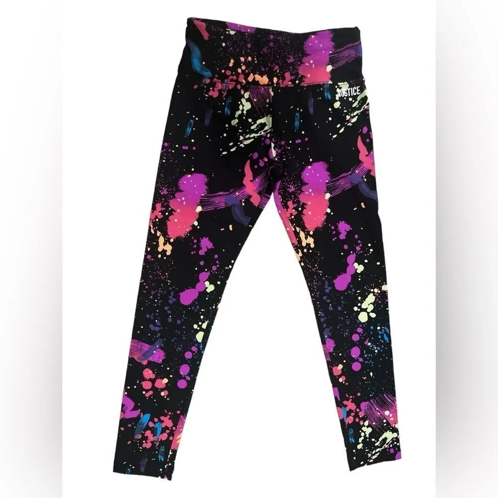 Justice Girls Athletic Paint Splatter Full Length Leggings